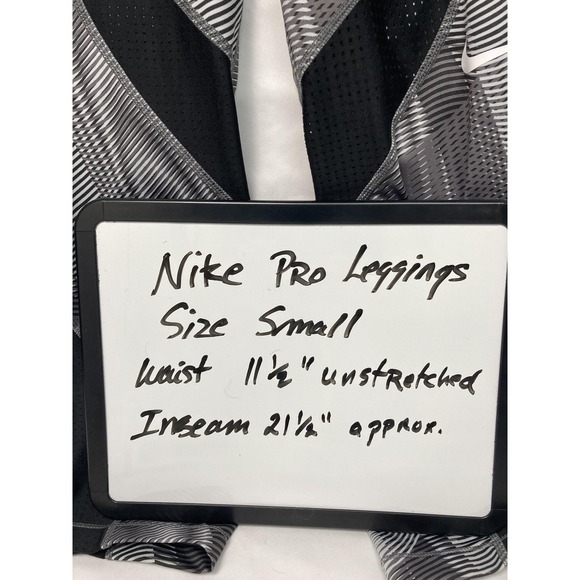 Nike Black & Gray‎ Geometric Pattern Pro Leggings Sz Small - Picture 4 of 6